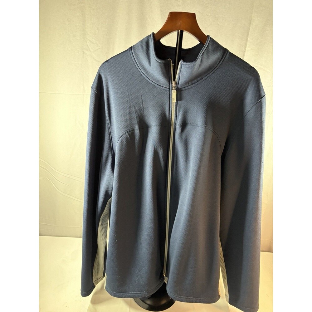 Alo Yoga Coolfit Performance Full Zip Lightweight Jacket Mens Blue/Gray Size 2XL